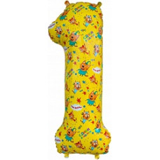 Шар (34''/86 см) Цифра, 1 Три Кота, Желтый, 1 шт. в упак.