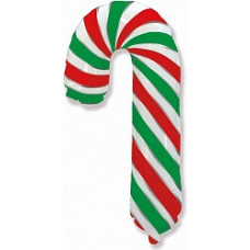 Шар (39''/99 см) Фигура, Леденец трость, Красный/Зеленый, 1 шт.