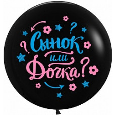 Воздушный Шар (24''/61 см) Гендер Пати, Черный, пастель, 2 ст, 1 шт.