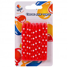 Свечи Красные горох белый 7см 16шт.