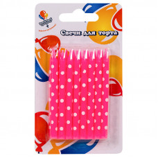 Свечи Розовые горох белый 7см 16шт.