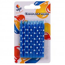 Свечи Синие горох белый 7см 16шт.