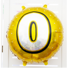 Шар (18''/46 см) Круг, Золото голография, цифра 0 АЛИ