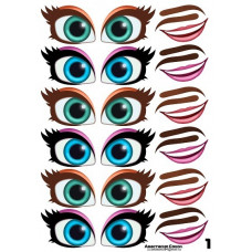 Наклейки "Глаза. Рты №1", 6 компл. на листе