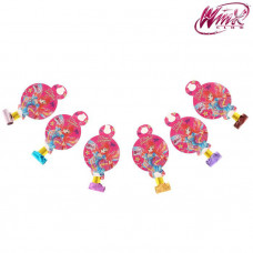 Язычок кругляш d=7см "С Днем Рождения" феи ВИНКС, Блум (набор 6 шт)