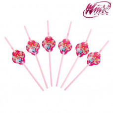 Трубочка для коктейля "С Днем Рождения", феи Винкс: Блум (набор 6 шт)