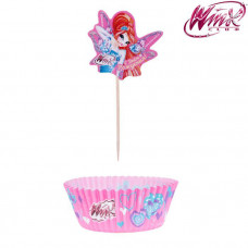 Набор для выпекания кексов: шпажки (24 шт) и формы (24 шт) "С Днем Рождения", феи ВИНКС: Блум