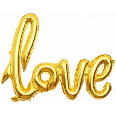 Шар (41''/104 см) Фигура, Надпись "Love", Золото, 1 шт.