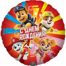 Шар (18''/46 см) Круг, Щенячий Патруль, Дружная команда, Красный, 1 шт. в упак.