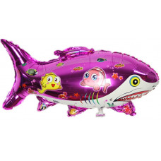 Шар (26''/67 см) Фигура, Акула с рыбками, Фуше 