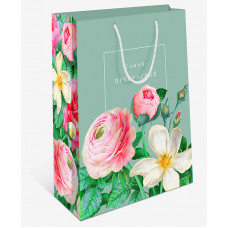 Пакет подарочный, Самой Прекрасной (цветы), 32*26*12 см, 1 шт.
