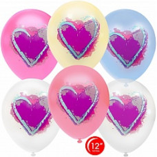 Воздушный шар (12''/30 см) Сердце Граффити, Макарунс, Ассорти, пастель, 1 ст, 25 шт.