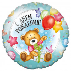 Фольгированный шар И 18 Круг Милый Мишка / Rnd Sweet Bear BD / 1 шт /