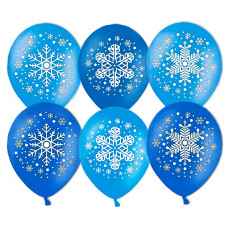 Шар (12''/30 см) Снежинка, Ассорти Голубой/Синий, пастель, 2 ст, 100 шт.