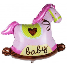 Шар (36''/91 см) Фигура, Лошадка качалка, Розовый