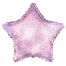 Шар (18''/46 см) Звезда, Розовый голография, 1 шт.