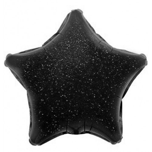 Шар (18''/46 см) Звезда, Черный голография, 1 шт.