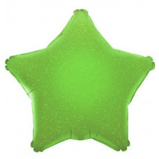 Шар (18''/46 см) Звезда, Зеленый голография, 1 шт.