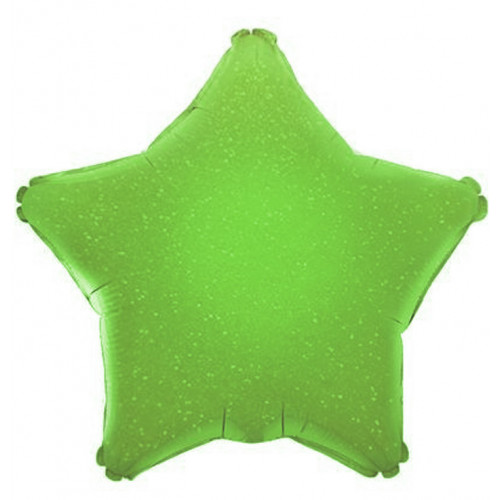 Шар (18''/46 см) Звезда, Зеленый голография, 1 шт.