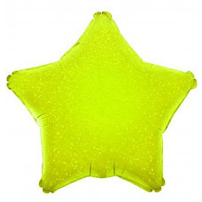 Шар (18''/46 см) Звезда, Лайм голография, 1 шт.