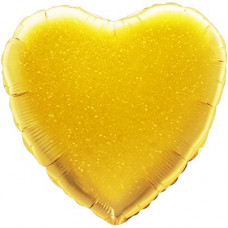 Шар (18''/46 см) Сердце, Золото, голография, 1 шт