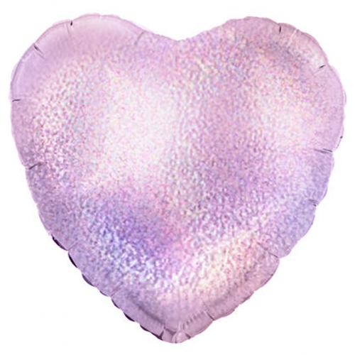 Шар (18''/46 см) Сердце, Розовый голография, 1 шт.