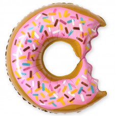 Шар (26''/66 см) Фигура, Пончик (надкусанный), Розовый, 1 шт.
