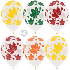 Воздушный Шар (12''/30 см) Листья, Прозрачный (390), кристалл, 5 ст, 50 шт.