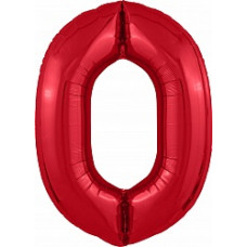 Шар (40''/102 см) Цифра, 0 Slim, Красный, 1 шт. в упак.