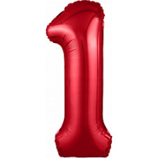 Шар (40''/102 см) Цифра, 1 Slim, Красный, 1 шт. в упак.