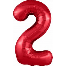 Шар (40''/102 см) Цифра, 2 Slim, Красный, 1 шт. в упак.