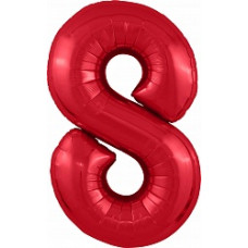 Шар (40''/102 см) Цифра, 8 Slim, Красный, 1 шт. в упак.