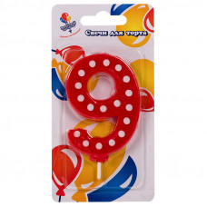 Свеча Цифра 9 в белую точку 7,5см