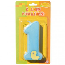 МС Свеча Цифра 1 голубая 7 см