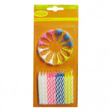 МС Свечи 2-х цветные 24/12шт с держателями 6см