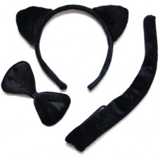 Набор (ушки, бантик, хвостик) "Кот", черный