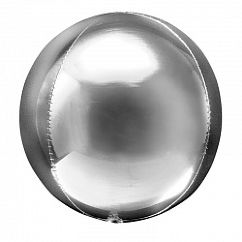 Шар (20''/51 см) Сфера 3D, Серебро, 1 шт.