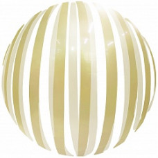 Шар (18''/46 см) Сфера 3D, Deco Bubble, Золотые полосы, Прозрачный, Кристалл, 1 шт. в упак.