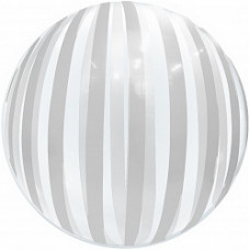 Шар (18''/46 см) Сфера 3D, Deco Bubble, Серебряные полосы, Прозрачный, Кристалл, 1 шт. в упак.