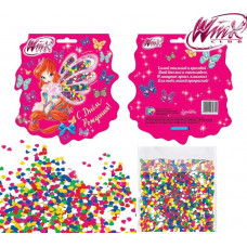 Конфетти на открытке "С Днем Рождения!" , феи ВИНКС, Блум, цветные сердечки 14гр