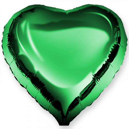 Шар (18''/46 см) Сердце, Зеленый, 1 шт.