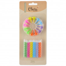 Свечи Нежный микс, 0,5*6 + 2 см, 24 шт. с держат.