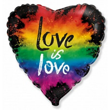 Шар (18''/46 см) Сердце, Любовь (яркие краски), Черный, 1 шт.