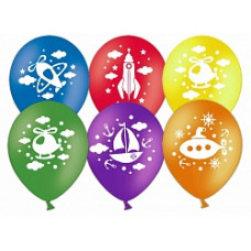 Шар (12''/30 см) Транспорт, Ассорти, пастель, 2 ст