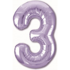 Шар (40''/102 см) Цифра, 3 Slim, Сиреневый, 1 шт. в упак.