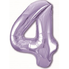 Шар (40''/102 см) Цифра, 4 Slim, Сиреневый, 1 шт. в упак.