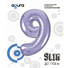 Шар (40''/102 см) Цифра, 9 Slim, Сиреневый, 1 шт. в упак.