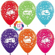 Воздушный Шар (12''/30 см) Тачки, Ассорти, пастель, 5 ст, 25 шт.