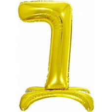 Шар (32''/81 см) Цифра, 7 на подставке, Золото, 1 шт. в упак.