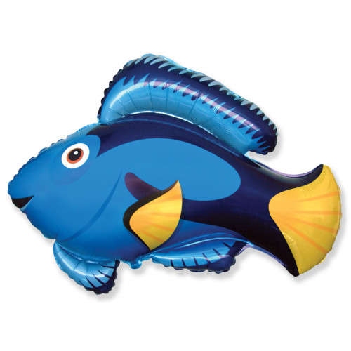 Шар (14''/36 см) Мини-фигура, Рыба, Голубой, 1 шт.